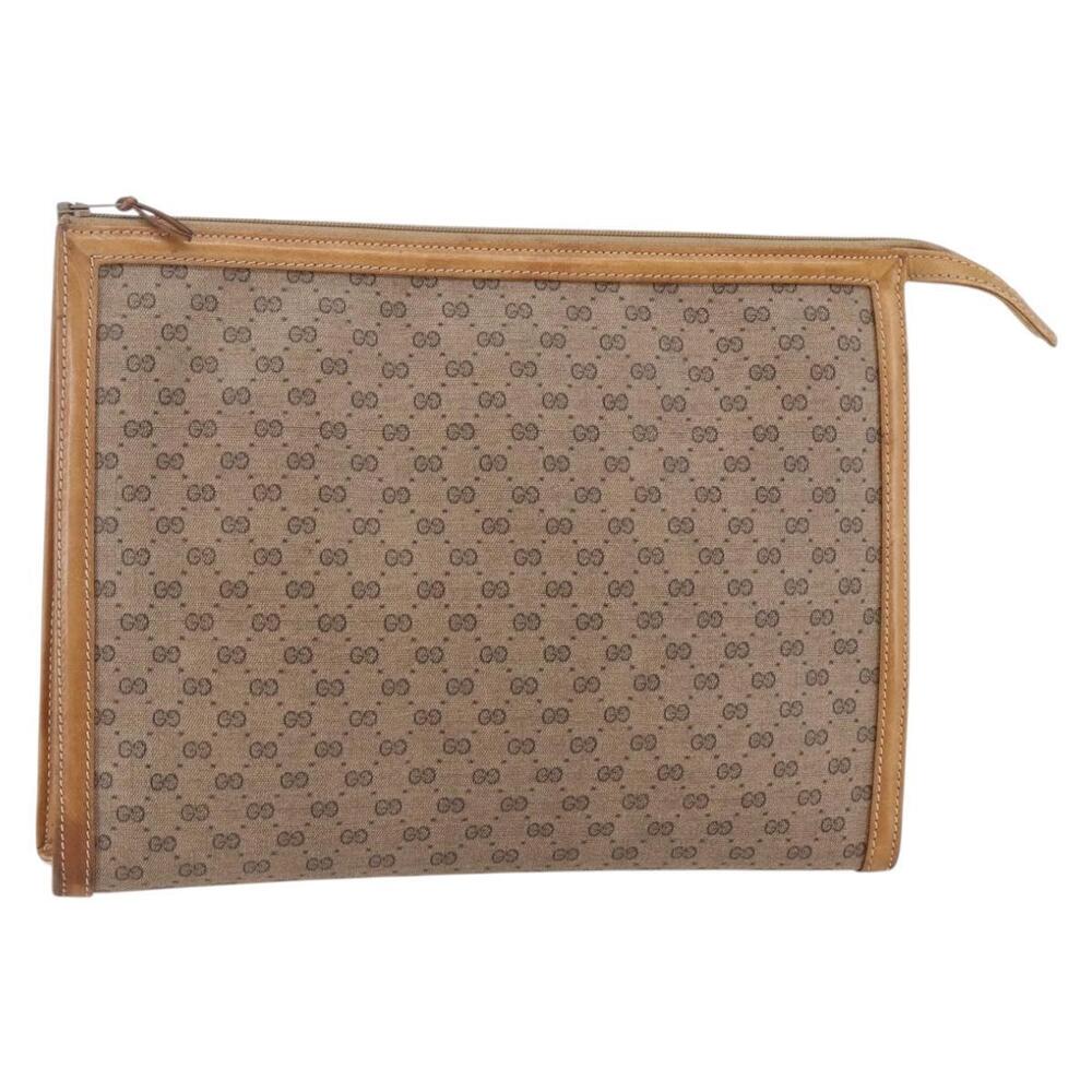 GUCCI Micro GG Supreme Clutch Bag PVC Beige 17 039 1995 Auth 146941 - Picture 1 of 16